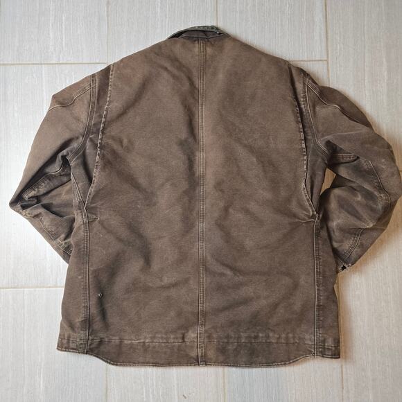 VTG Early 00s Mocha Brown Distressed Carhartt Arctic Work Jacket XL Tall - Picture 12 of 14
